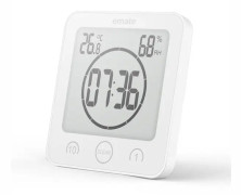 Digital LCD badrumsklocka med vit temperatur