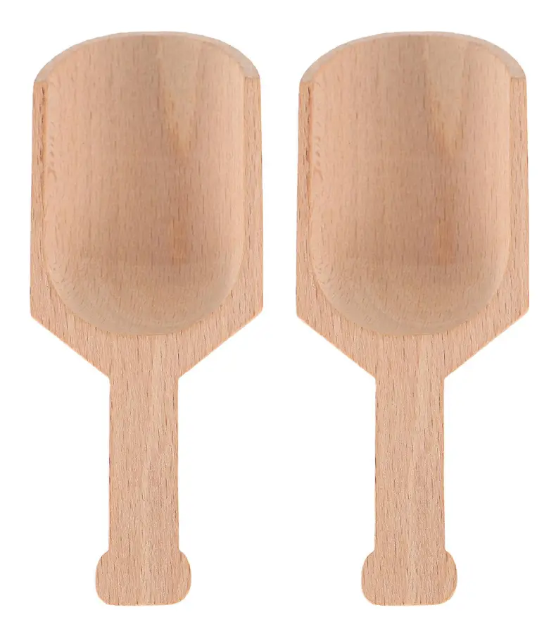 2st högkvalitativ träsked Hushållsbadsaltsked Mjölk Tea Shop Tesked (10,5X4X2CM, stockfärg)