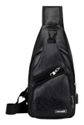 Läder Sling Crossbody Väska Reseryggsäck för Män Kvinnor Liten Axelväska Bröstväskor med USB-laddningsport Utomhus Vandring Camping Dagryggsäckar
