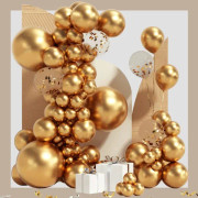 Guld Ballong Garland Arch Kit 100 Pack 18/12/10/5 Tum Latex Festballonger Olika Storlekar Konfettiballonger Krom Ballong för Förlovning