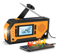 Nödladdningsbar solcellsradio med vev - Bärbar AM/FM/NOAA väderradio, med mobiltelefonladdare