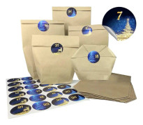 Adventskalenderpåsar för DIY och julklistermärken - Påsar för att skapa din egen adventskalender med medföljande julklistermärken