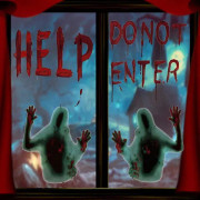 Halloween Spökhus Dekoration Återanvändbar DIY Blodig Text Väggklistermärken 4 Stycken