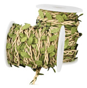 2 Roll Twine Green Leaf Jute 5MM Rope Hemp Burlap Ribbon String