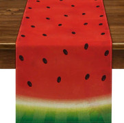 Dekorativ sommar bordslöpare 33 x 180CM (vattenmelon), bordslöpare i lin