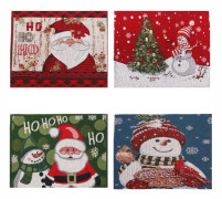 4 st stickade broderade juldekorationer Gammal man Snögubbe Pr