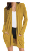 Kvinnor Öppen Front Cardigan Tröjor Fickor Långärmade axelryckningar