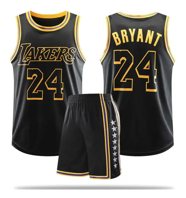 #24 Kobe Bryant Baskettröja Set Lakers Uniform för Barn Vuxna - Svart 24 (130-140CM)