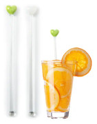 CDQ 2 st Glas Swizzle Sticks med Love Heart Head Återanvändbart kaffe