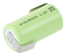 Mexcel -SC3000H Specialbatteri laddbart Sub-C högtemperaturkapabel, Z-lödfana, Flat-Top NiMH 1.2 V 3000 mAh