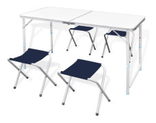 Campingbord med 4 pallar set Aluminium 120 x 60 cm