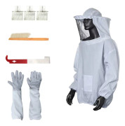 7 st set för biodling Vit Anti-Bee Coat Biodlingshandskar Scraper Bee Brush