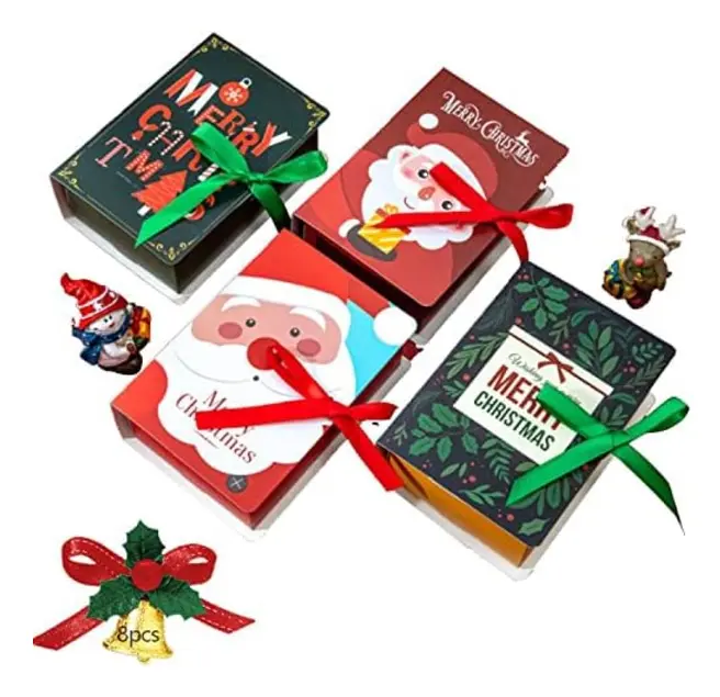 Paket med 8 julklappsaskar, små presentaskar, godisförpackningar till jul