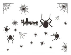 Halloween-fönsterdekorationer Svarta spindlar, Spindelnät Glasfönsterklistermärken Dekaler för Halloweenfesttillbehör Favoriter