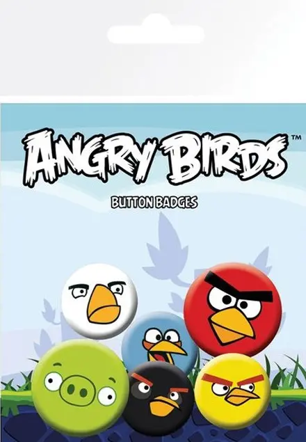 Angry Birds Badge med ansikten (6-pack)