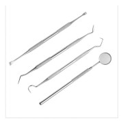 Set om 4, scaler i rostfritt stål, tandläkarinstrument, plackrengöringssond, set, tandsond, scaler, munspegel