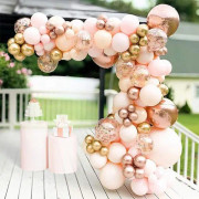 96 st Macaron Orange Ballong Garland Arch Kit Metallic Chrome Ballonger med 4D Globos och Rose Gold Konfetti Latex Ballong Bröllop