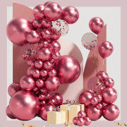 Rosa ballongbågsset 100-pack 18/12/10/5 tum latexpartyballonger i olika storlekar Konfettiballonger Kromballong