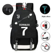 Ronaldo USB Ryggsäck Skolväska För Teenage Fotboll Ryggsäck V
