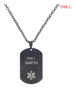 Män Kvinnor Alert Diabetes Halsband Rostfritt stål hänge Jewel