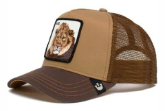 Unisex Mesh Trucker Hat Square Patch Baseball Cap för Dam Herr-klassisk justerbar vanlig hatt (lejon Khaki)
