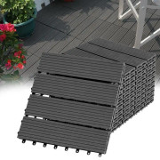 LILIIN 11x Clip-on trädgårdsplattor i WPC terrakottakompositträ 30 x 30 cm Utomhusgolv - antracit