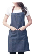 Denimförkläde med justerbara unisex multifickor för kök