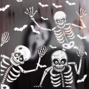 Halloween Window Clings, 70st Halloween-dekorationer Fönsterklistermärken Skeleton Ghosts Fladdermöss, Roliga Skelett Monteringsdekaler, Glas Clings för Sunmostar
