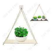 TD® Vägghängande blomkrukhållare Trä Gungställning Rep Hängande vägg Flytande Vintage Design Växt Bildram Li