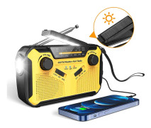 Nödhandvevradio, bärbar solradio, AM/FM NOAA väderradio med LED-ficklampa