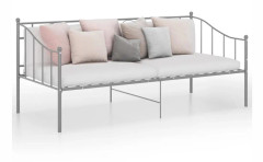 Sängram bäddsoffa grå metall 90x200 cm