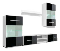 vidaXL TV-möbel med väggskåp och LED 5 delar svart