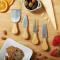 39 x 33 x 3.8cm Natural Bamboo Cheese Board +4 Knife Set