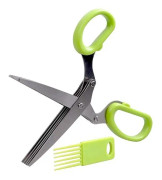 Minced 5 Layers Basil Rosemary Kitchen Scissor Shredded Chopped Scallion Cutter(Green)