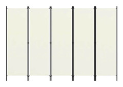 vidaXL Rumsavdelare 5 paneler gräddvit 250x180 cm