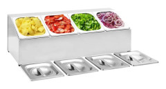 Gastronormbehållare med 4 GN 1/6 kastrull rostfritt stål