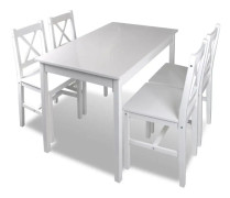 vidaXL Matgrupp 5 delar vit