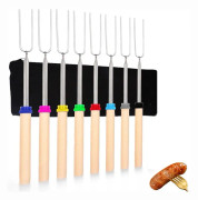 1124-7 Retractable Wooden Stick Marshmallow BBQ Fork, Spsc: Zipper Bag