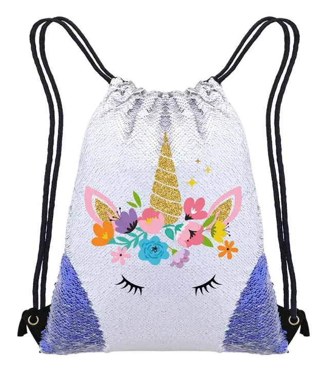 Unicorn Sequins Decorated Outdoor Leisure Sports Backpack(Sapphire Blue)