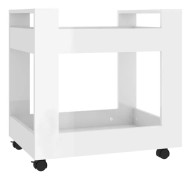 Skrivbordsvagn högglans vit 60x45x60 cm konstruerat trä