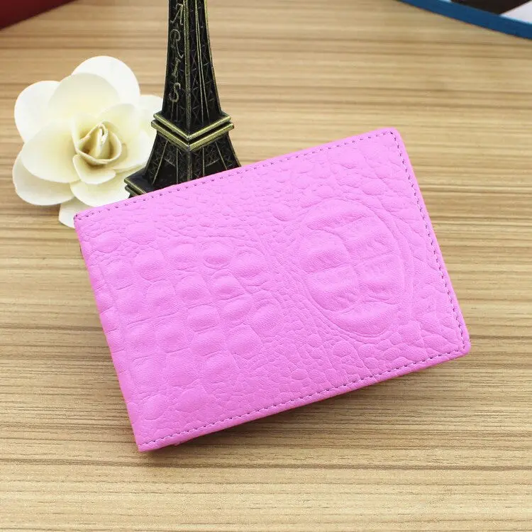 Crocodile Pattern Driver License Cover Universal Driver License Holder Card Slot ID Card Holder(Pink)