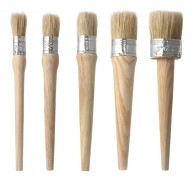 Round Head Long Handle Paintbrush Bristle Wood Handle Brush, Diameter: 30mm