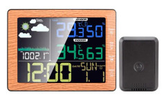 Multifunctional Wireless Colorful Screen Weather Clock Indoor And Outdoor Thermohygrometer(TS-8210-WG Wood Grain Color)
