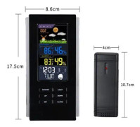 Wireless Colorful Screen Indoor And Outdoor Temperature Humidity Meter Barometer Smart Digital Electronic Clock With Backlight(TS-74-B-US)