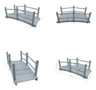 vidaXL Trädgårdsbro grå 140x60x56 cm massivt granträ - Trädgårdsbro - Trädgårdsbroar - Bro - Broar