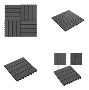 vidaXL Trall 11 st djupt mönster WPC 30x30 cm 1 kvm svart - Trall - Balkongtrall - Altantrall - Golvtrall