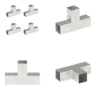 vidaXL Stolpbeslag 4 st T-form galvaniserad metall 71x71 mm - Stolpbeslag - Stolpsko - Stolpskor - Hörnbeslag
