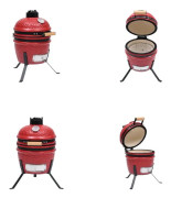 Kamado Rökgrill 2-i-1 keramik 56 cm röd - Rökgrill - Rökgrillar - Grill - Grillar