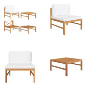 vidaXL Loungegrupp för trädgården med gräddvita dynor 2 delar teak - Loungegrupp - Loungegrupper - Sittgrupp - Sittgrupper