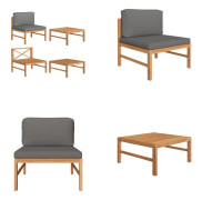 vidaXL Loungegrupp för trädgården med mörkgrå dynor 2 delar teak - Loungegrupp - Loungegrupper - Sittgrupp - Sittgrupper